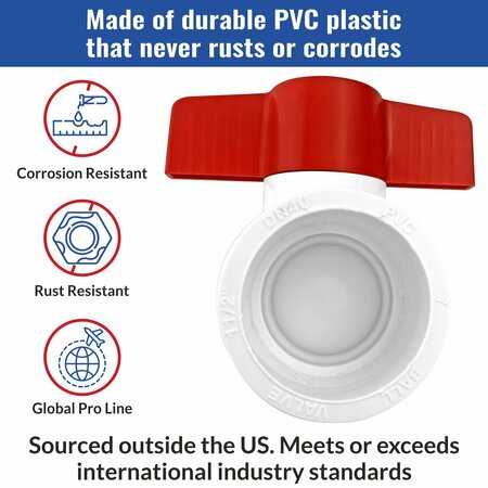 American Built Pro Ball Valve 1-1/2 in. Slip x Slip PVC Schedule 40 BVP150